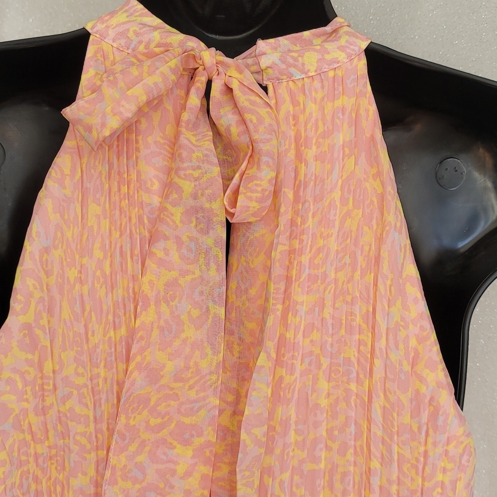 NEW Floral Maxi Dress Betsey Johnson Halter Neck Pleated Size 8 - Picture 8 of 15